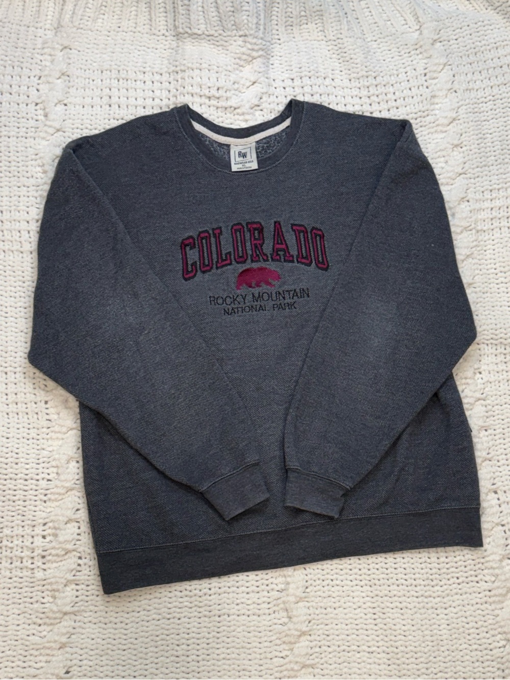Vintage Grey Colorado Rocky Mountain National Park Crewneck Size XL